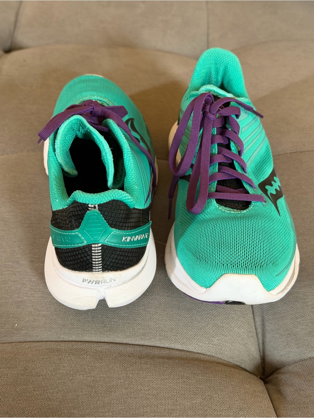 Saucony Women's Kinvara Running Shoes - Teal with Purple Laces